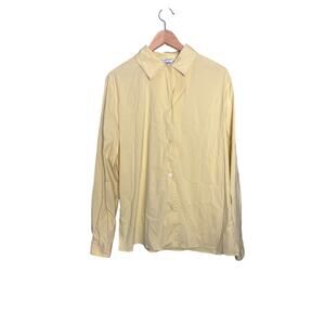 Pastel Yellow Max Mara Women's Button-Down Shirt - Size 12 Cotton Blend